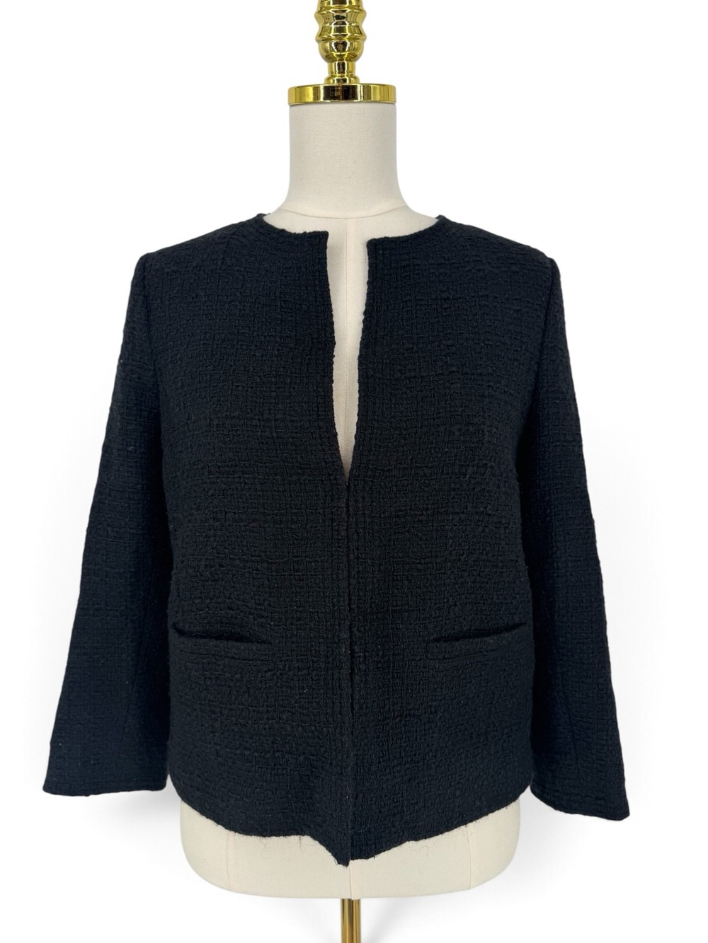 Vince Black Tweed Blazer Jacket Women’s Wool Blend Silk Lined Classic